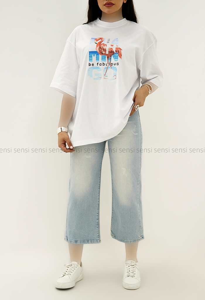 تیشرت لانگ چاپی کد1006258